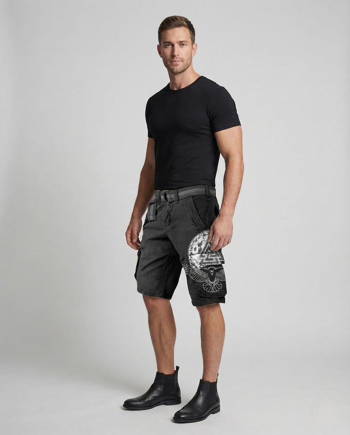 Odin | Men's Viking Print Belted Cargo Shorts
