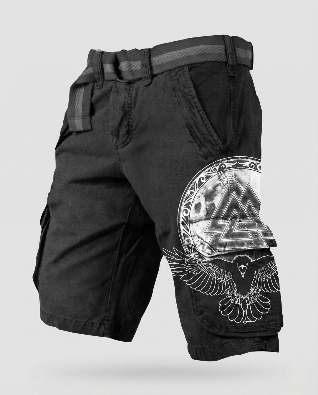 Odin | Men's Viking Print Belted Cargo Shorts