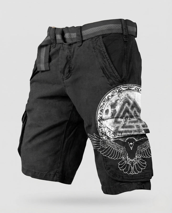 Odin | Men's Viking Print Belted Cargo Shorts