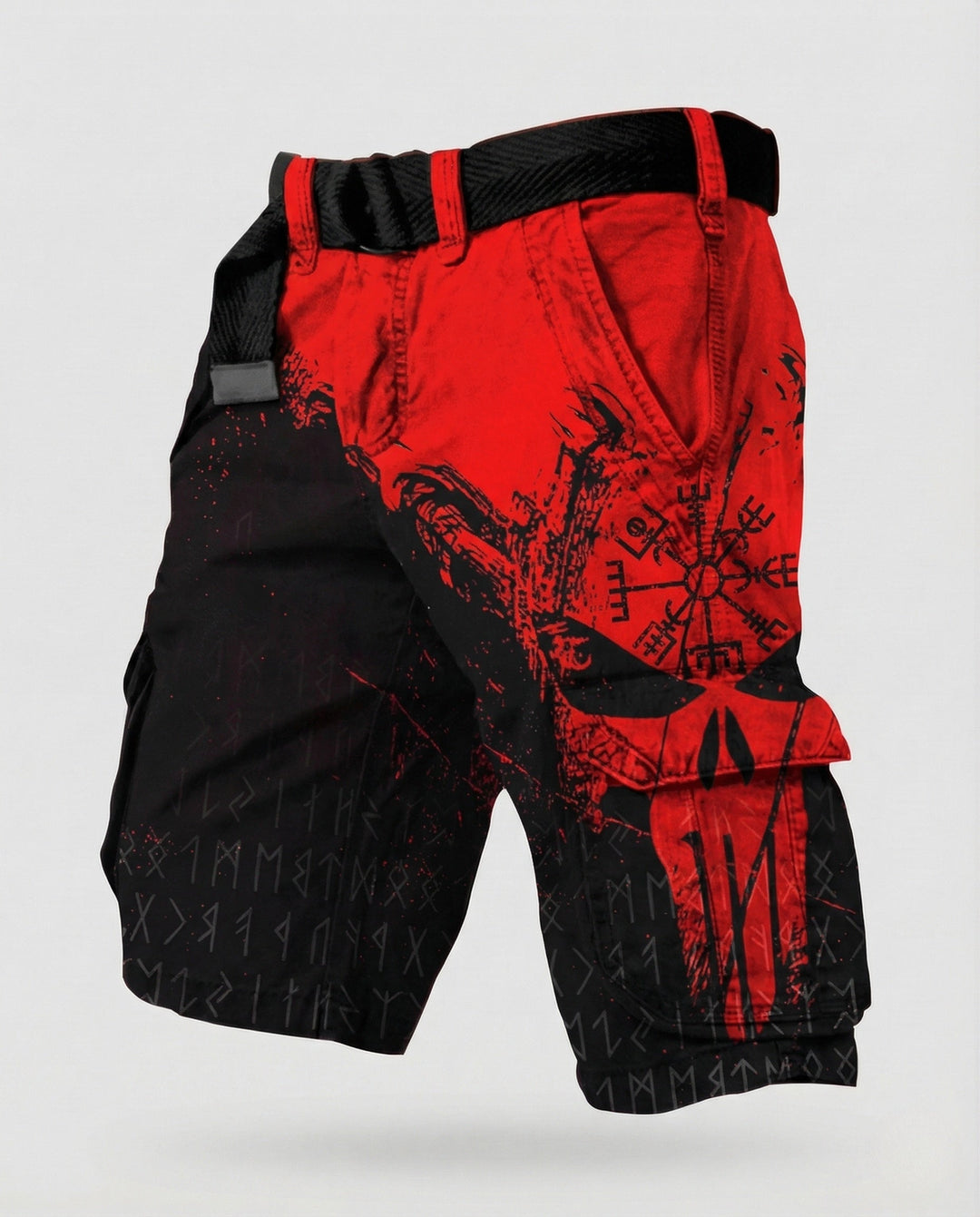 Odin | Men's Viking Print Belted Cargo Shorts