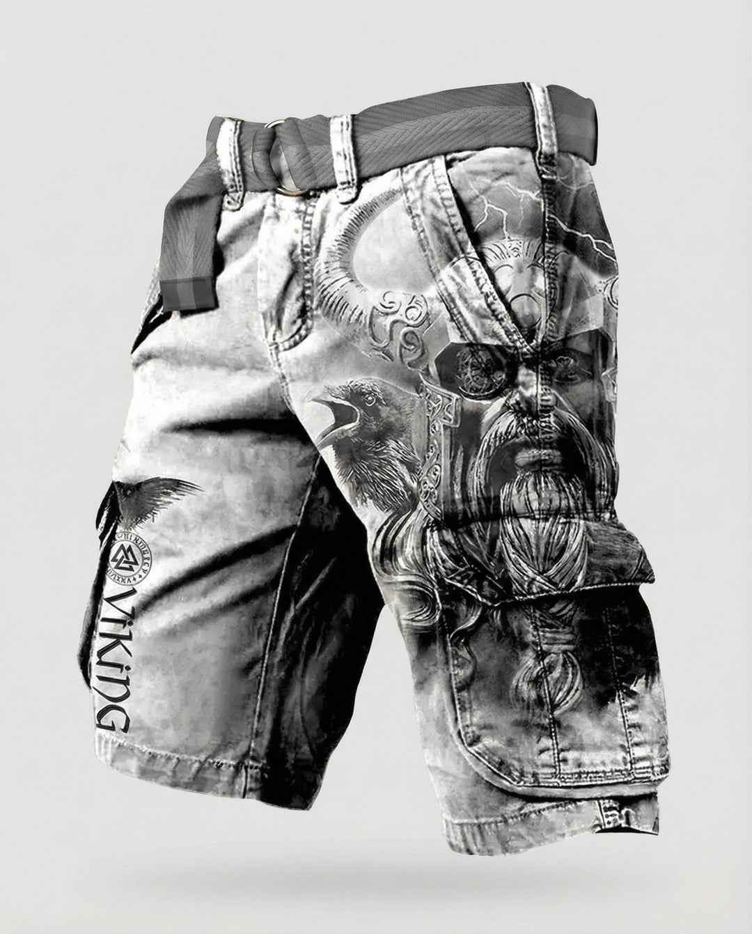Odin | Men's Viking Print Belted Cargo Shorts