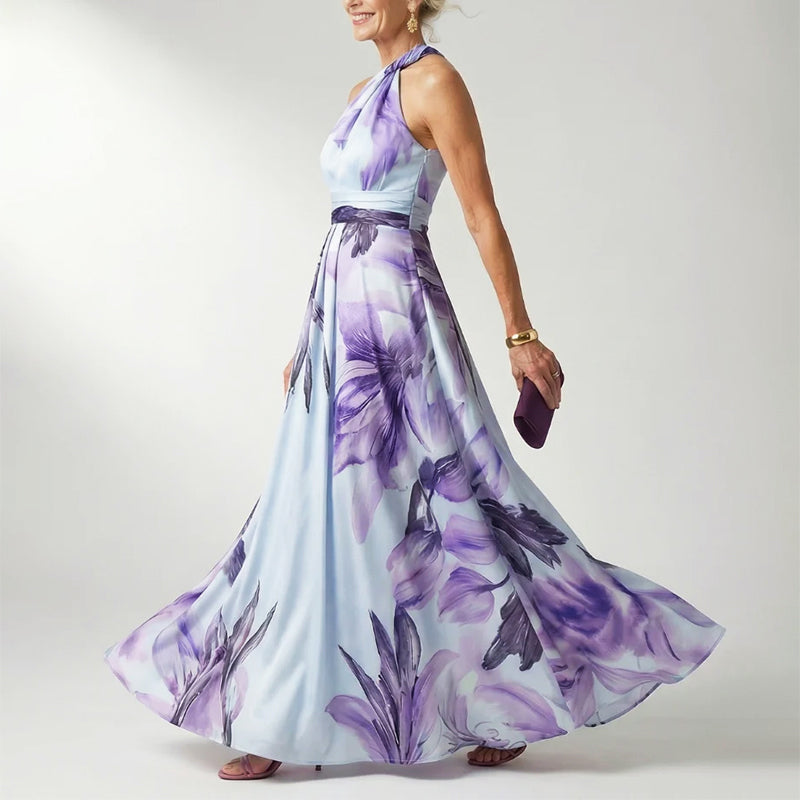 Quinn | Oversized Floral Twisted Halter Neck Maxi Dress