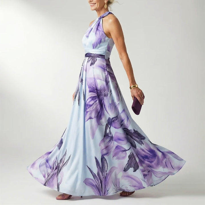 Quinn | Oversized Floral Twisted Halter Neck Maxi Dress