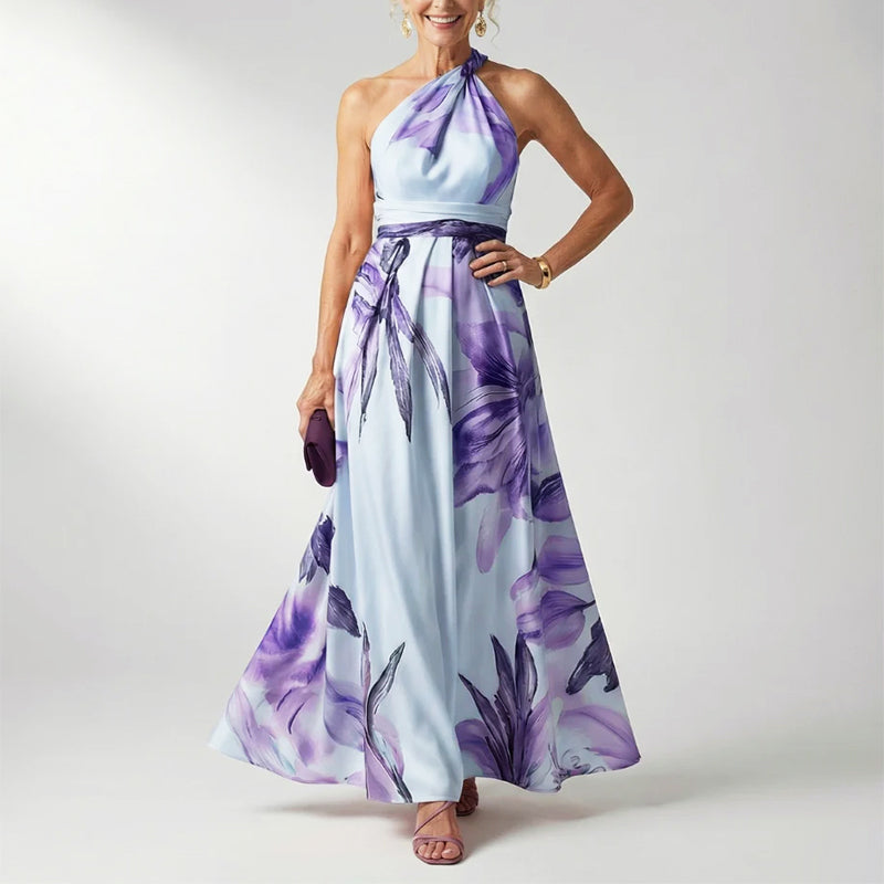 Quinn | Oversized Floral Twisted Halter Neck Maxi Dress