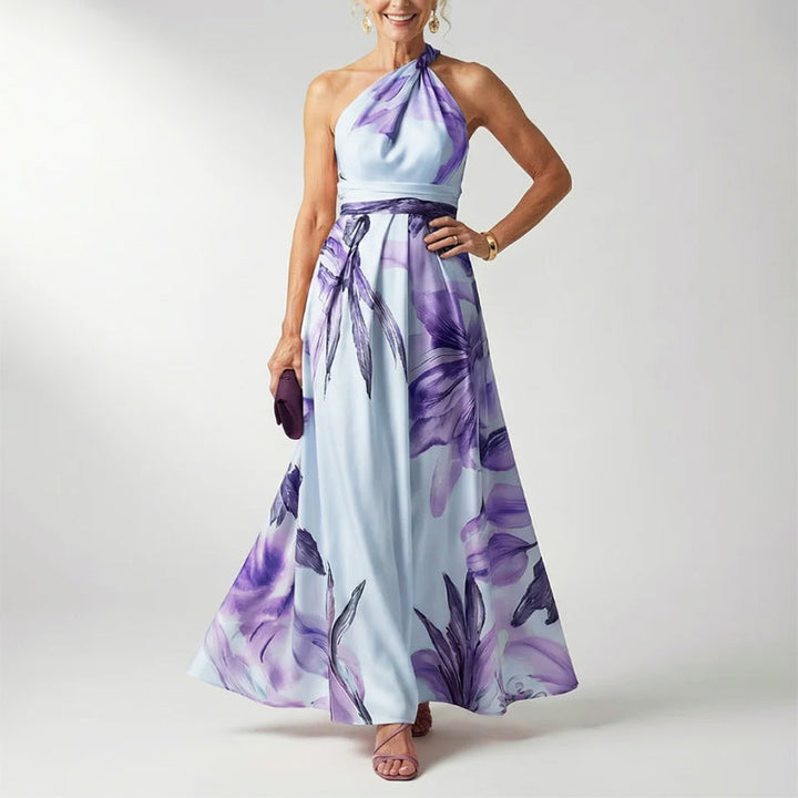 Quinn | Oversized Floral Twisted Halter Neck Maxi Dress