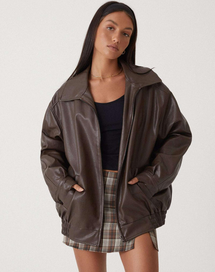 Robbie | Oversized Faux Leather Women's Bomber Jacket