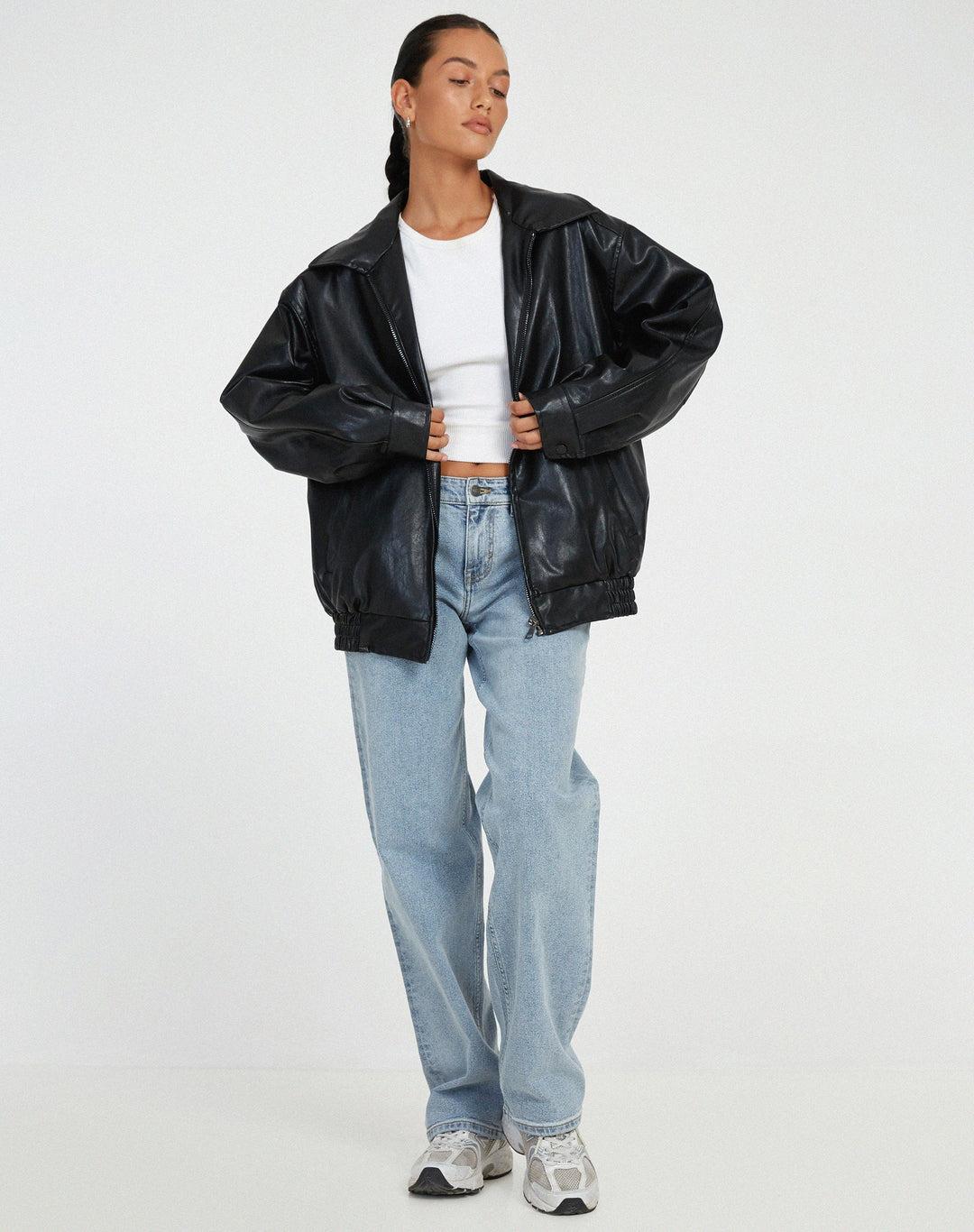 Robbie | Oversized Faux Leather Women's Bomber Jacket
