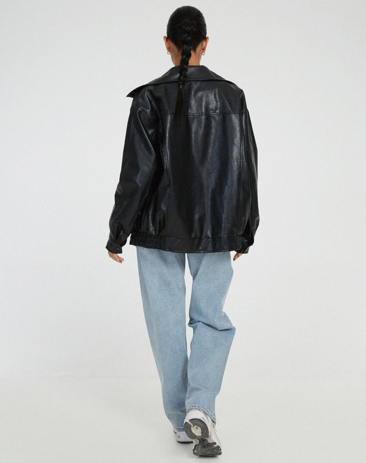 Robbie | Oversized Faux Leather Women's Bomber Jacket