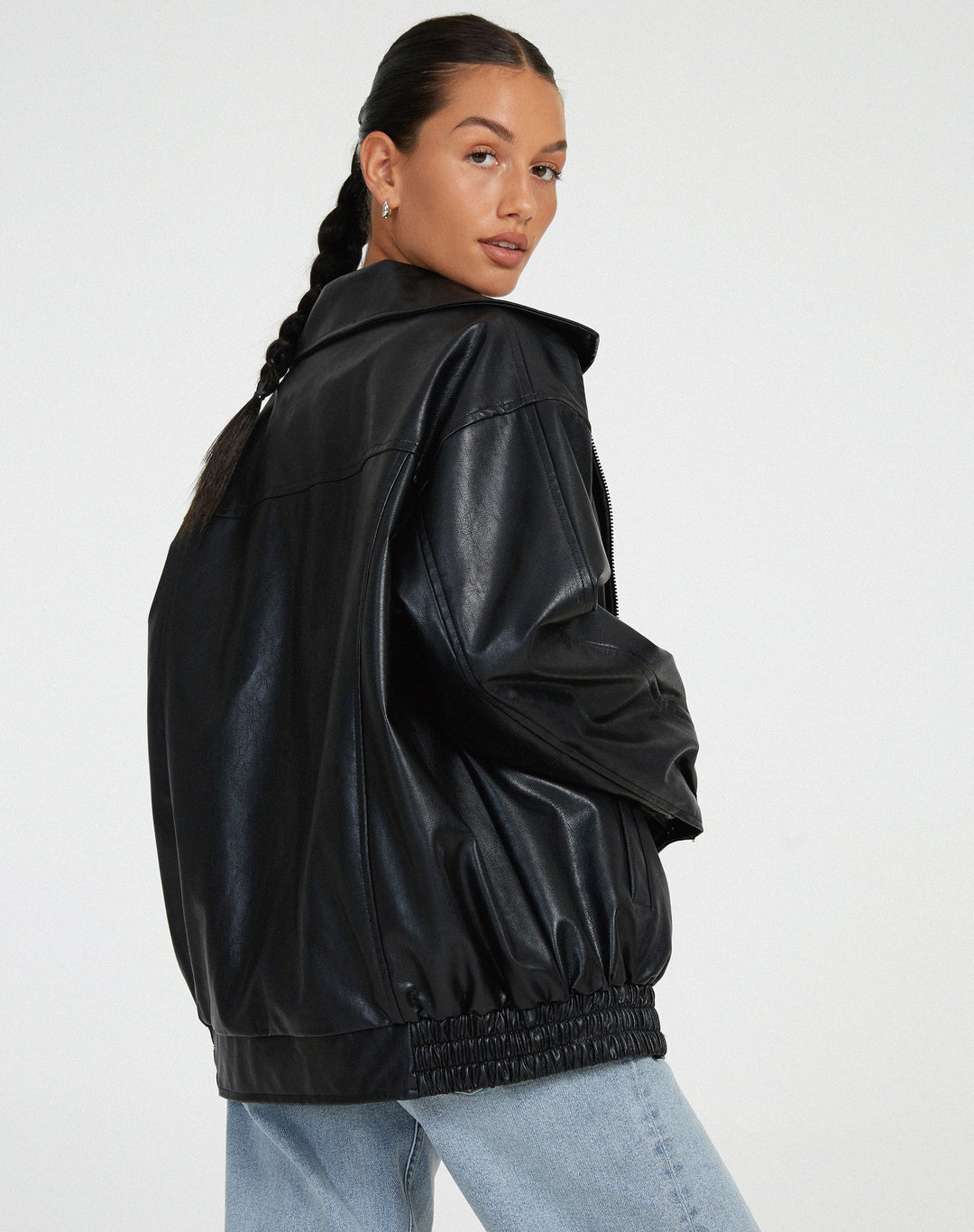 Robbie | Oversized Faux Leather Women's Bomber Jacket