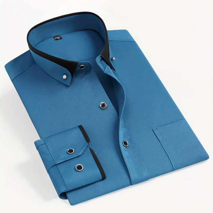 Russo | Contrast Collar Men's Smart-Casual Shirt with Piped Cuffs