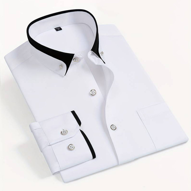 Russo | Contrast Collar Men's Smart-Casual Shirt with Piped Cuffs