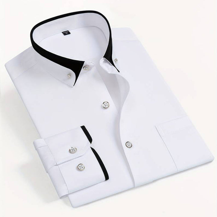 Russo | Contrast Collar Men's Smart-Casual Shirt with Piped Cuffs