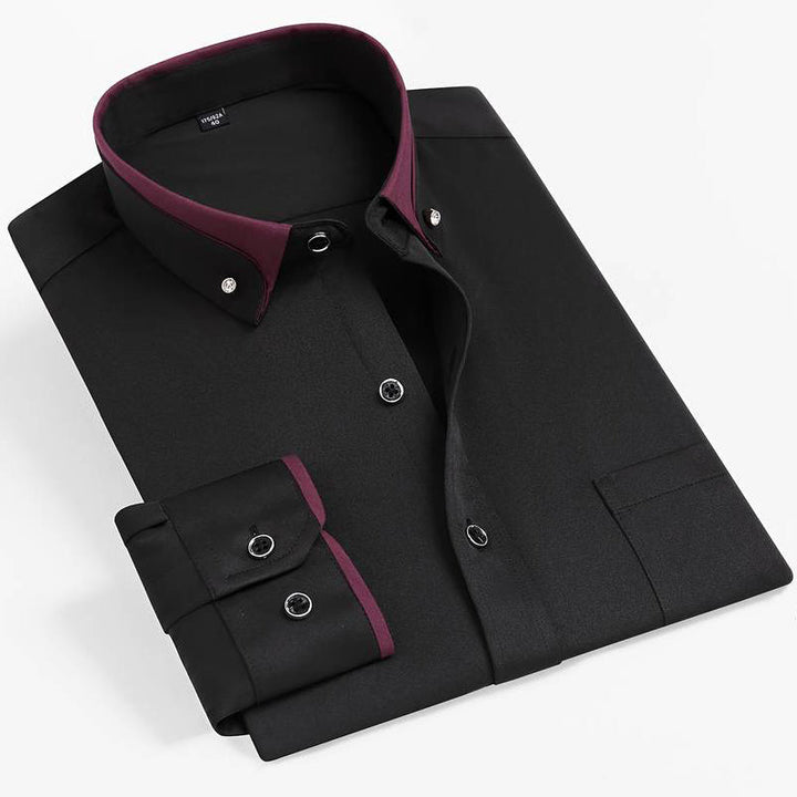 Russo | Contrast Collar Men's Smart-Casual Shirt with Piped Cuffs