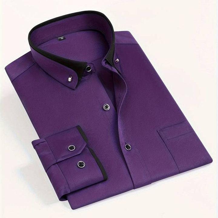 Russo | Contrast Collar Men's Smart-Casual Shirt with Piped Cuffs