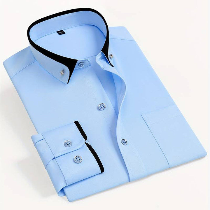 Russo | Contrast Collar Men's Smart-Casual Shirt with Piped Cuffs