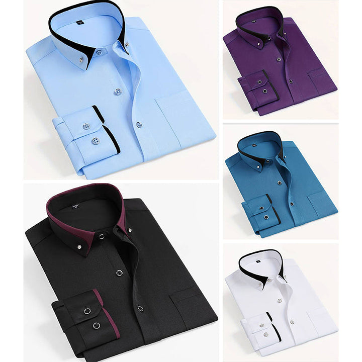 Russo | Contrast Collar Men's Smart-Casual Shirt with Piped Cuffs