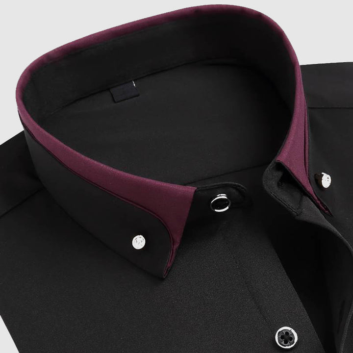 Russo | Contrast Collar Men's Smart-Casual Shirt with Piped Cuffs