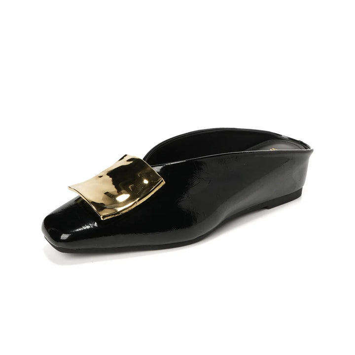 Aurelie | Gold Hardware Mule Orthopedic Flats for Women