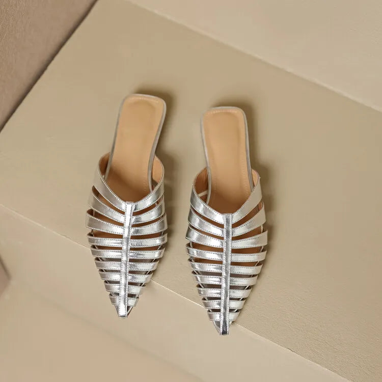 Solène | Metallic Cage Pointed-Toe Orthopedic Flats for Women