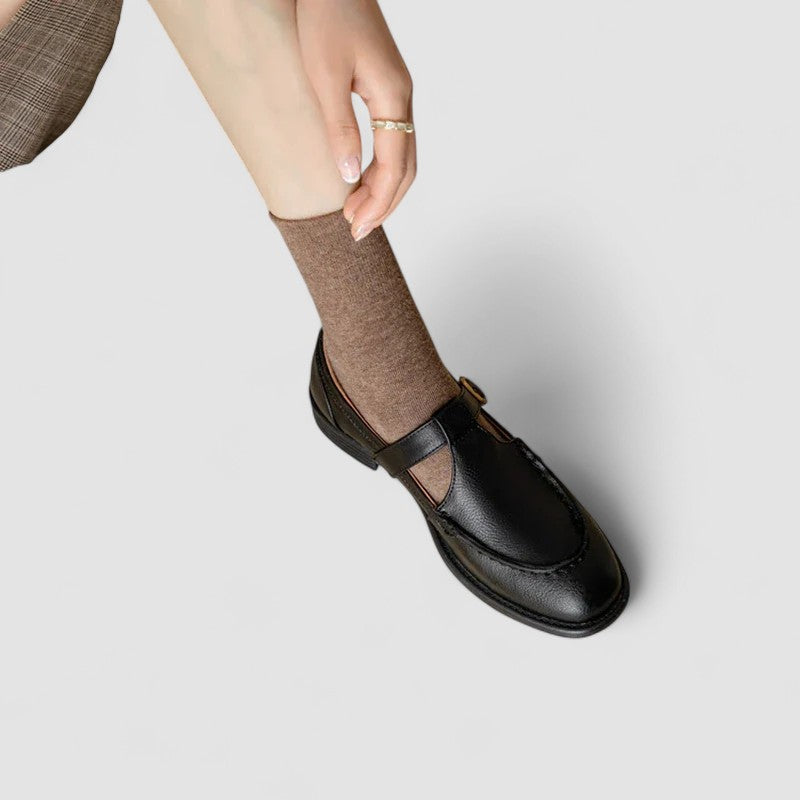 Audrey | T-Bar Buckle Round Toe Mary Jane Flats