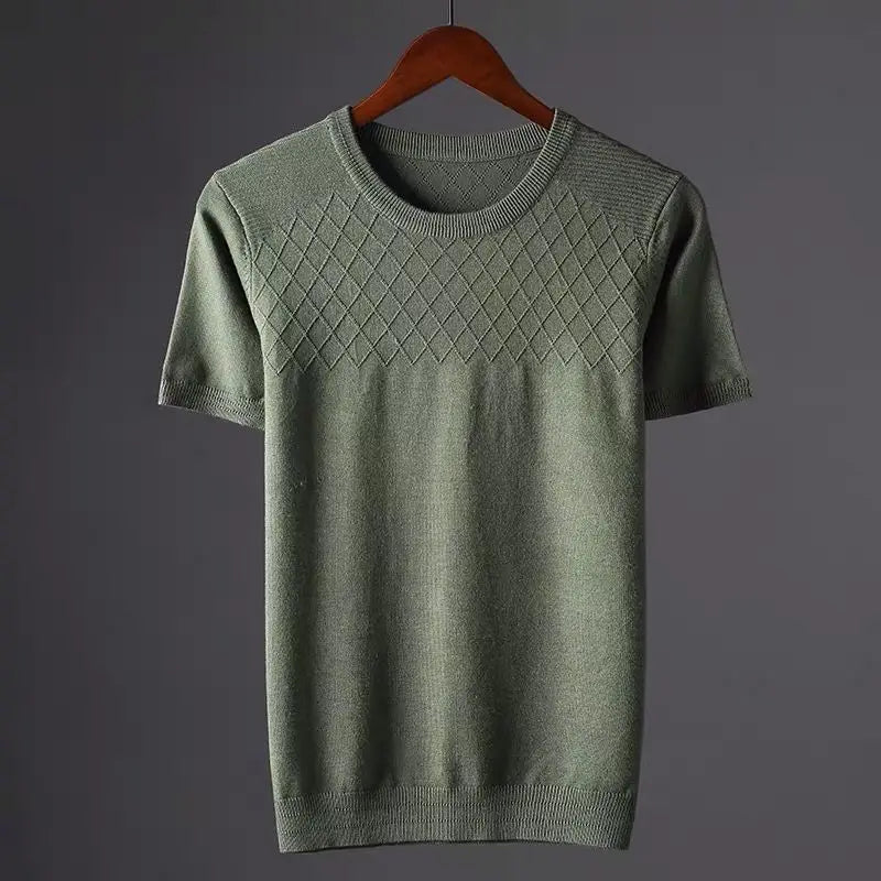 Argyle | Diamond Knit Crew Neck Short Sleeve Mens T Shirt