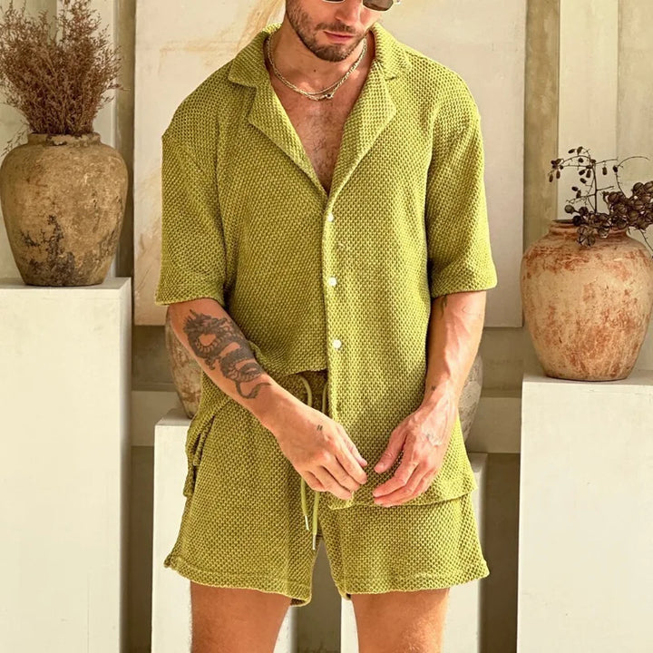 Amalfi | Men's Waffle Knit Camp Collar Co-ord Set