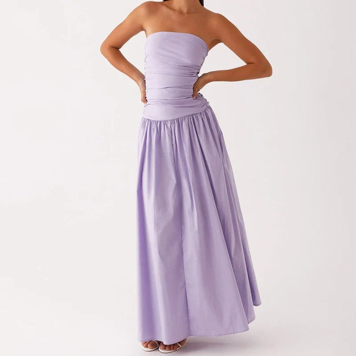 Santorini | Strapless Tile Print Smocked Maxi Dress
