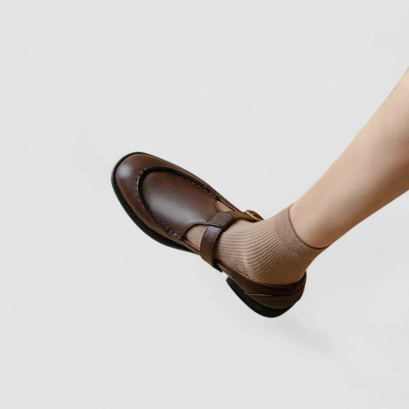 Audrey | T-Bar Buckle Round Toe Mary Jane Flats