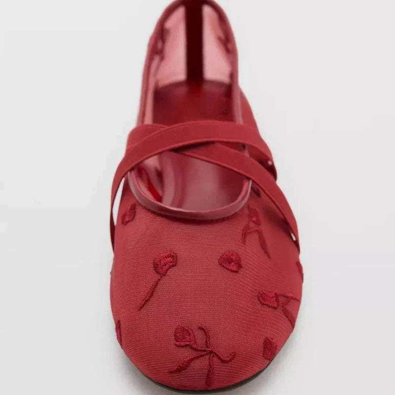 Rosette | Floral Embroidered Mary Jane Orthopedic Flats for Women
