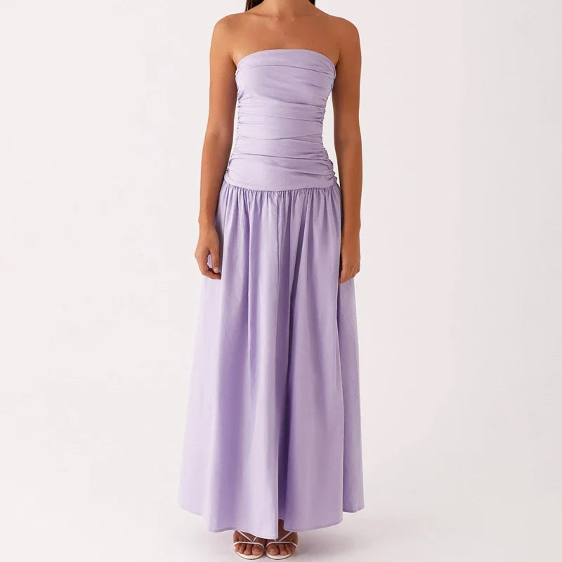 Santorini | Strapless Tile Print Smocked Maxi Dress