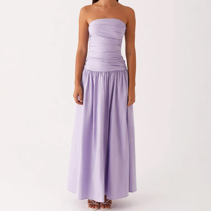 Santorini | Strapless Tile Print Smocked Maxi Dress