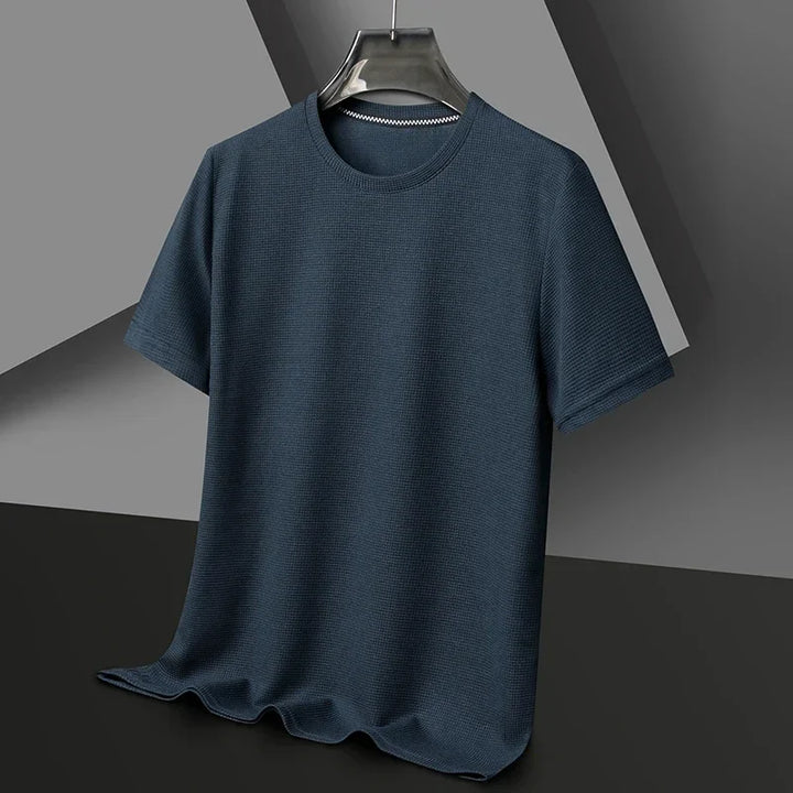 Taupe | Slim Fit Waffle Texture Crew Neck Mens T Shirt