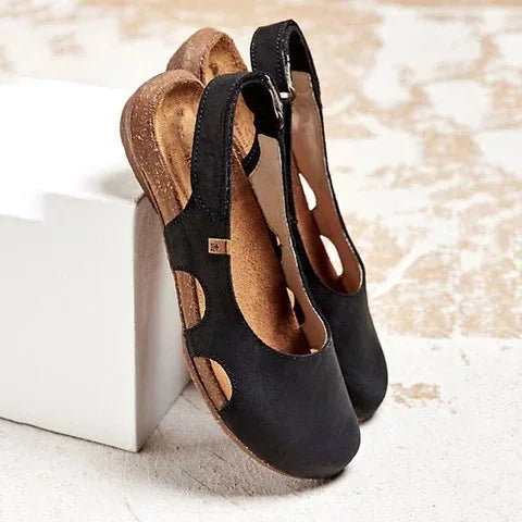 Cora | Cut-Out Slingback Closed Toe Flat Sandals