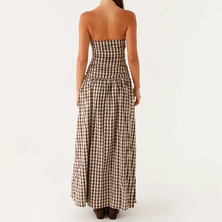 Santorini | Strapless Tile Print Smocked Maxi Dress