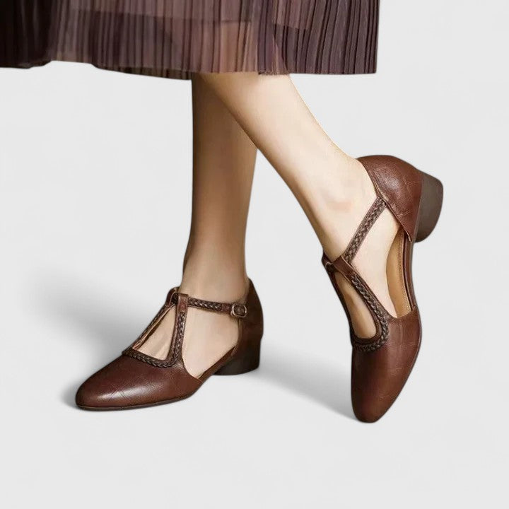Colette | Braided T-Strap Orthopedic Flats for Women