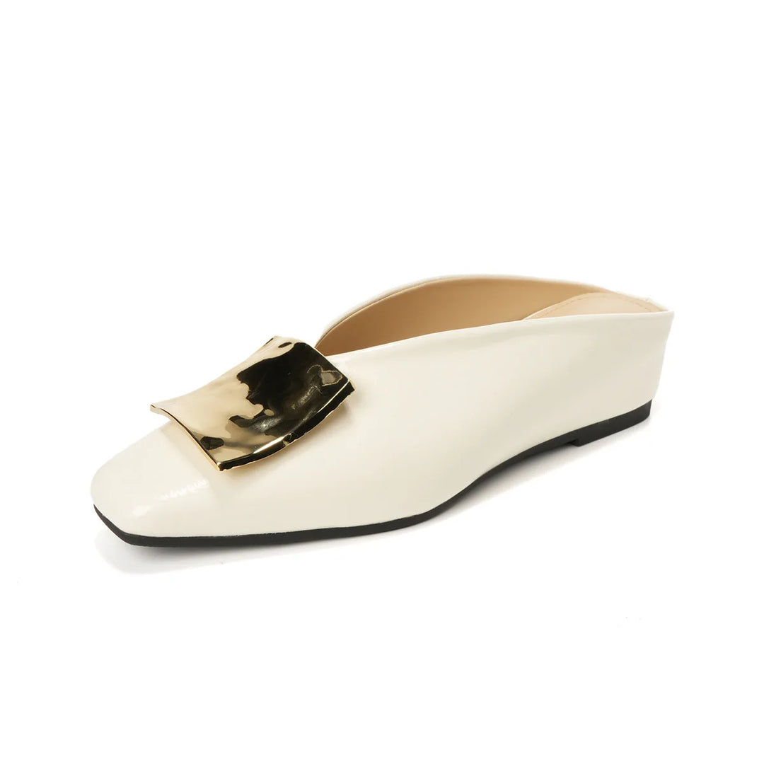 Aurelie | Gold Hardware Mule Orthopedic Flats for Women