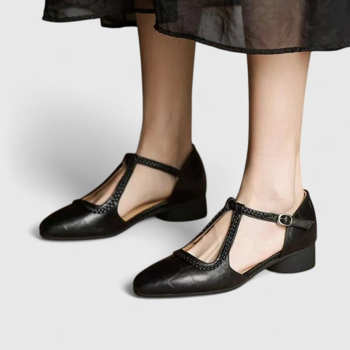 Colette | Braided T-Strap Orthopedic Flats for Women