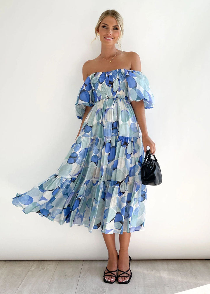 Botanica | Floral Off The Shoulder Dress Smocked Midi