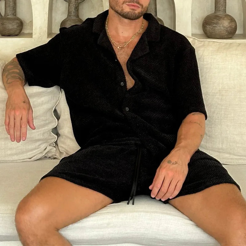 Amalfi | Men's Waffle Knit Camp Collar Co-ord Set