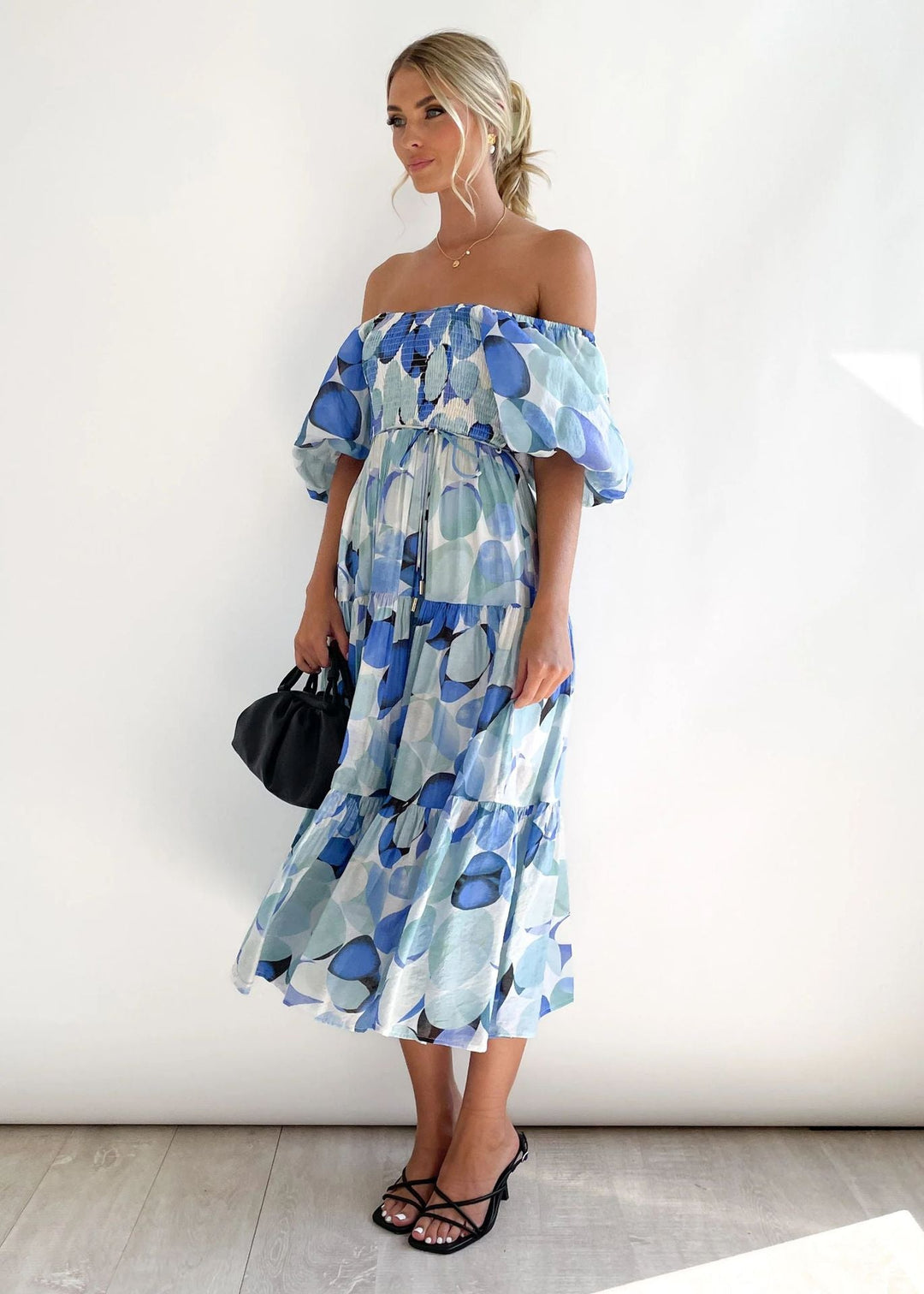 Botanica | Floral Off The Shoulder Dress Smocked Midi