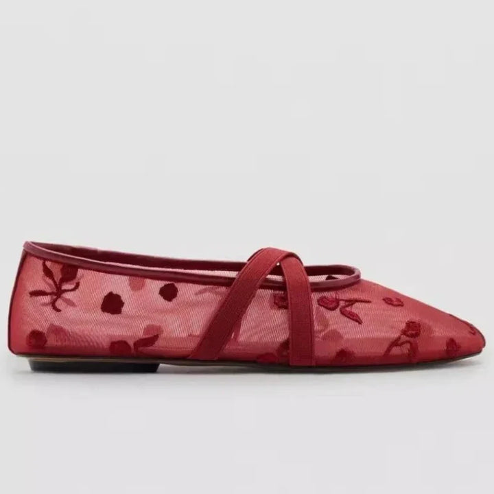 Rosette | Floral Embroidered Mary Jane Orthopedic Flats for Women