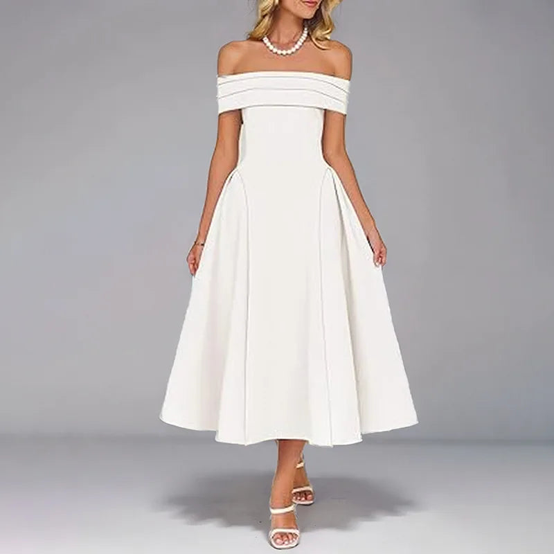 Scarlett | Structured Off The Shoulder Dress A-Line Midi