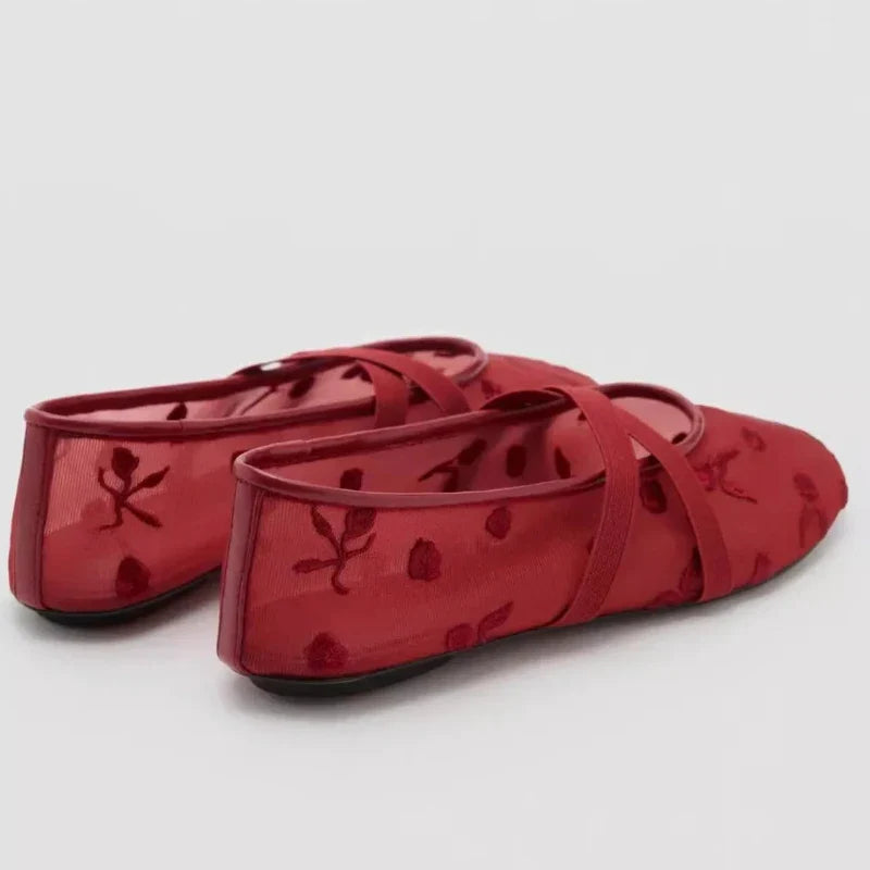 Rosette | Floral Embroidered Mary Jane Orthopedic Flats for Women