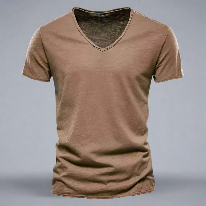 Riviera | Slim Fit Raw Edge Scoop Neck Plain Mens T Shirt