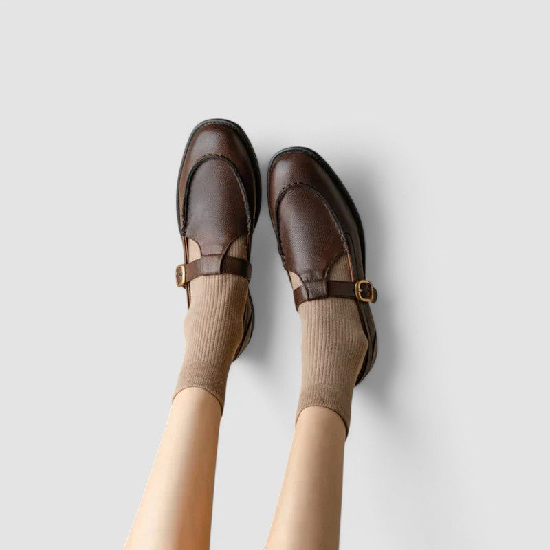 Audrey | T-Bar Buckle Round Toe Mary Jane Flats