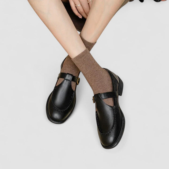Audrey | T-Bar Buckle Round Toe Mary Jane Flats