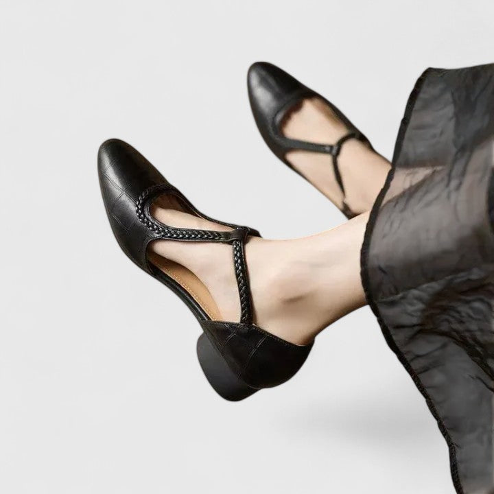 Colette | Braided T-Strap Orthopedic Flats for Women