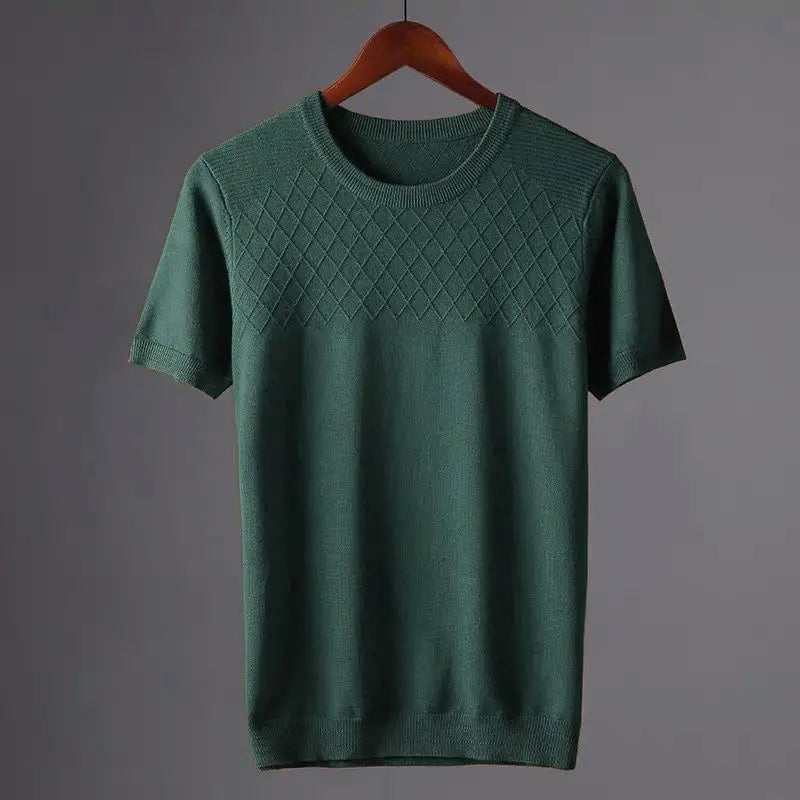 Argyle | Diamond Knit Crew Neck Short Sleeve Mens T Shirt