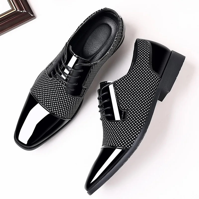 Dapper | Cap Toe Textured Panel Mens Oxford Formal Shoes