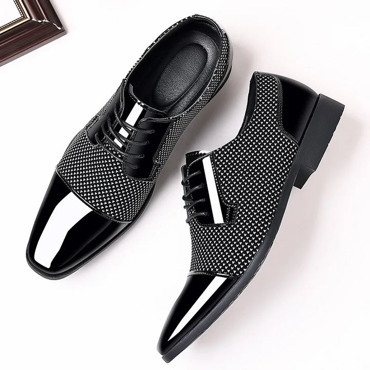 Dapper | Cap Toe Textured Panel Mens Oxford Formal Shoes